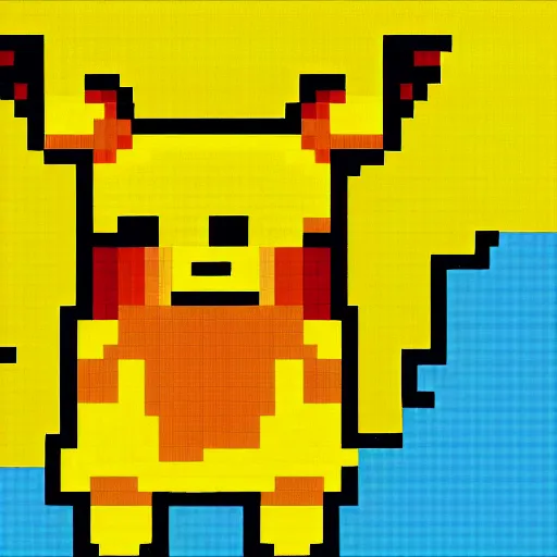 Image similar to pixel art of pikachu the god in the style of Paul Robertson
