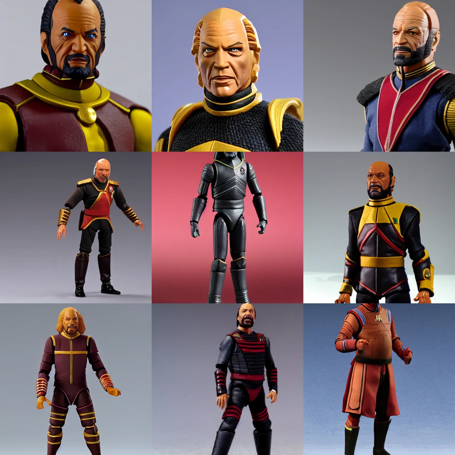 Prompt: a 3D action figure of Lieutenant Worf