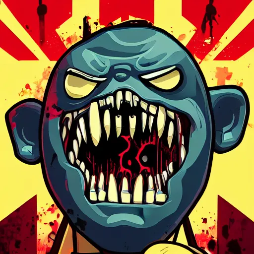 Image similar to angry horrible zombie, grimdark gta v game icon, stylized digital illustration, radiating a glowing aura, global illumination, ray tracing, hdr, fanart arstation by ian pesty and katarzyna bek - chmiel