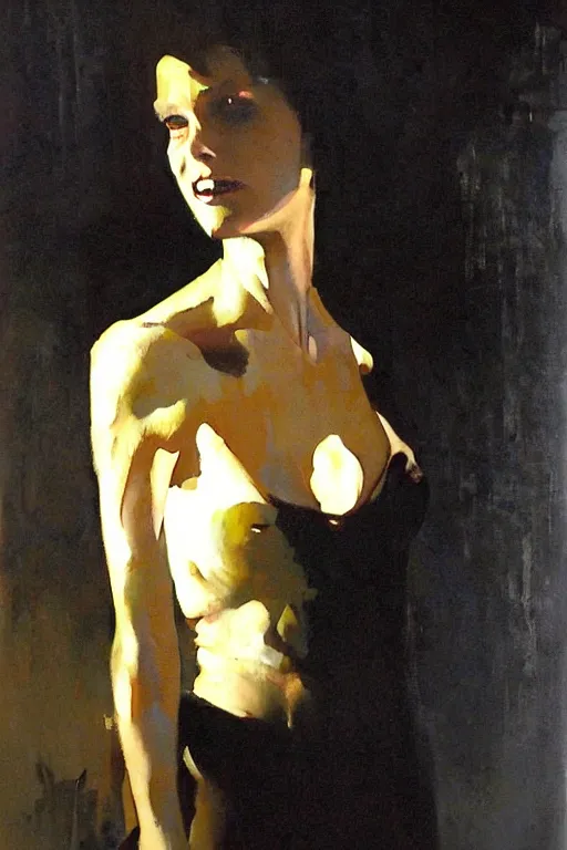 Image similar to your mother in a darkened room, painted by phil hale and rick berry