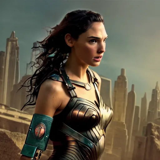 Prompt: beautiful Fine art photo of a young quiet Gal Gadot as a cyberpunk mayan robotic godess, photorealistic, centered, highly detailed and intricate, sun lighting, 8k