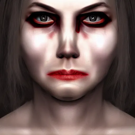 Image similar to a cute scary looking woman photorealistic, 8 k