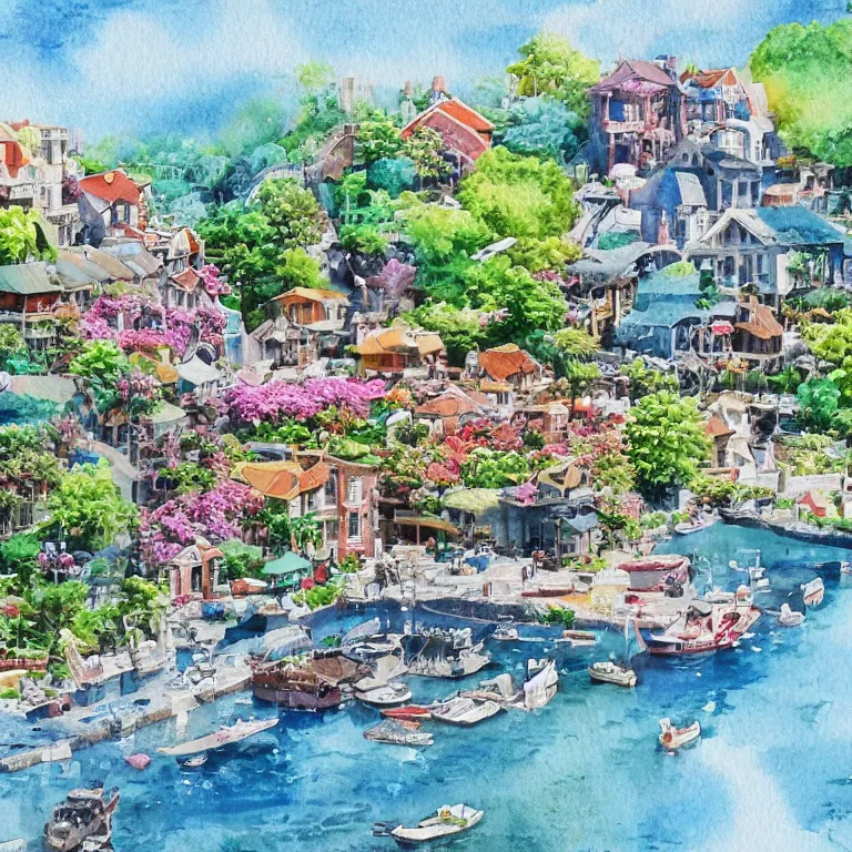 Image similar to watercolor destination, highly detailed, 4 k