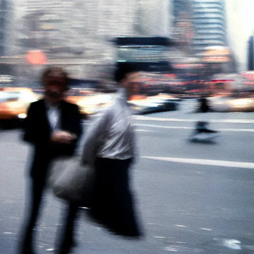 Prompt: analog motion blur portrait in new york, 1 9 6 0 s, photographed on expired film, medium format detailed photograph