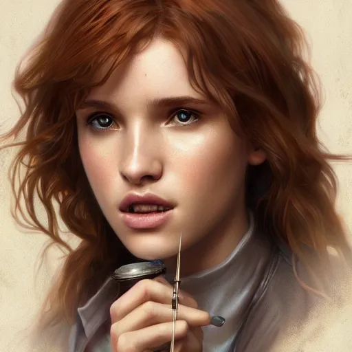 Prompt: ultra realistic illustration, bella thorne as hermione granger in harry potter, intricate, elegant, highly detailed, digital painting, artstation, concept art, smooth, sharp focus, illustration, art by artgerm and greg rutkowski and alphonse mucha