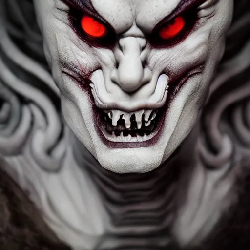 Image similar to a demon inspired by marble created by the make up artist hungry, photographed by andrew thomas huang, cinematic, expensive visual effects