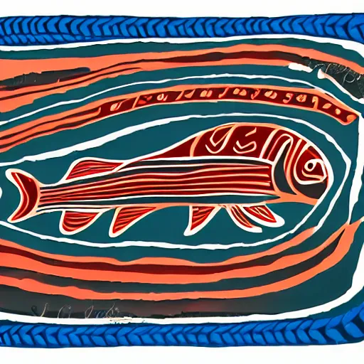 Image similar to salmon in Haida Tlingit art style