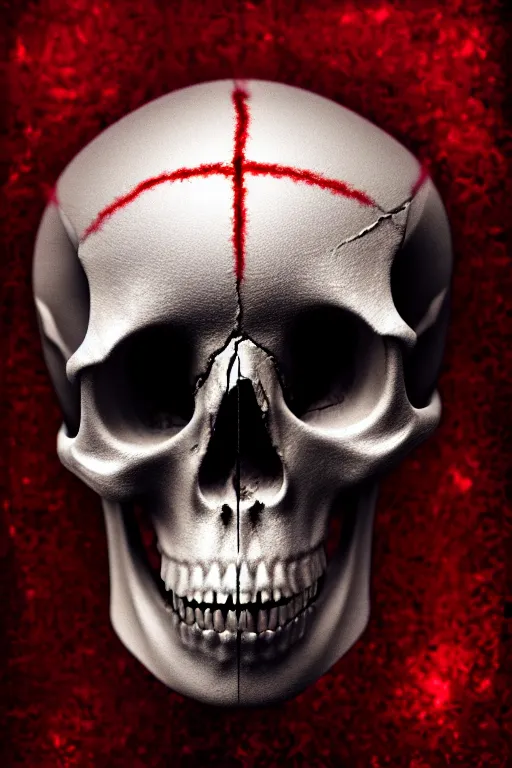 Prompt: a human opening head showing part of the skull, made with chrome, layed on a red velvet fabric, made by hedi xandt, macabre art, dark surrealism, epic and cinematic view, volummetric light, texturized, detailed, 8 k