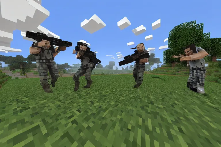 Image similar to battlefield : minecraft