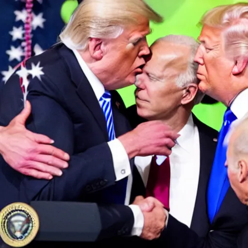 Image similar to Joe Biden kisses Trump on the forehead