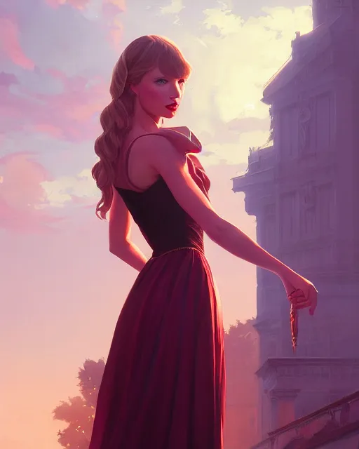 Image similar to portrait of taylor swift as an elegant renaissance goddess, in gta v, stephen bliss, unreal engine, by greg rutkowski, loish, rhads, makoto shinkai and lois van baarle, ilya kuvshinov, rossdraws, global illumination, radiant ligh!! t, detailed and intricate environment