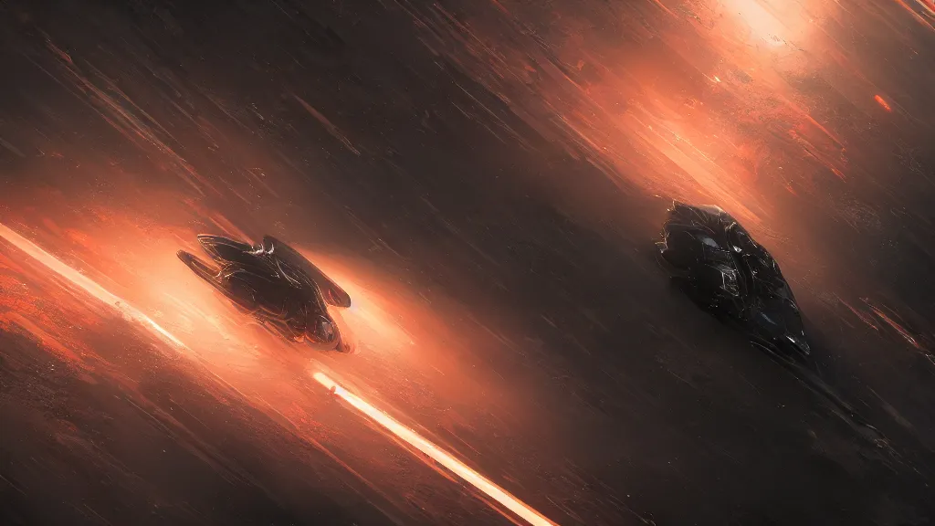 Prompt: a photorealistic dramatic hyperrealistic full frame render of a futuristic interstellar spacecraft, ultra realistic details, glossy white metal, orange racing stripes by greg rutkowski, james paick, nicolas bouvier sparth, ben mauro, ilm, beautiful dramatic dark moody tones and lighting, cinematic atmosphere, studio lighting, shadows, dark background, octane render, 8 k