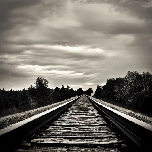 Prompt: rails in sky, award winning photo