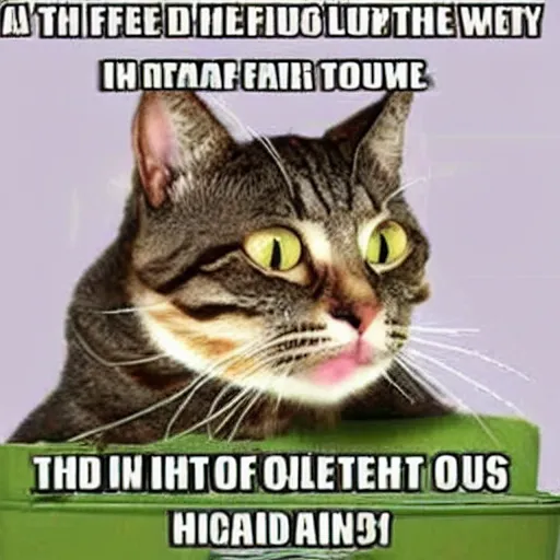 Prompt: A low quality meme of a funny cat