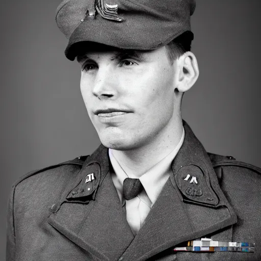 Prompt: jerma 9 8 5 dressed in an american ww 2 uniform during d - day, cinematic lighting, photorealistic, highly detailed