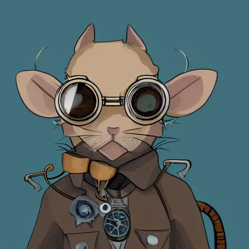 Image similar to a rat with steampunk googles, from Cryptid Academia