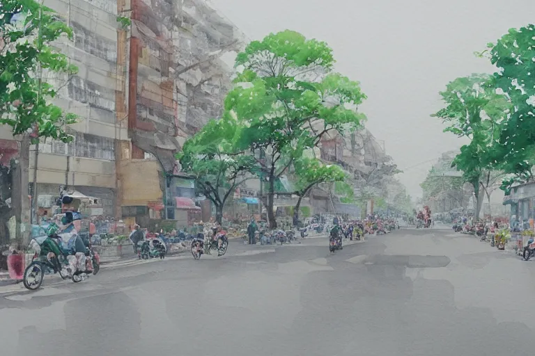 Prompt: nanshan road summer watercolor trending on artstation