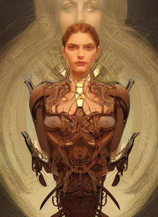 Image similar to symmetry!! kurt russel, machine parts embedded into face, intricate, elegant, highly detailed, digital painting, artstation, concept art, smooth, sharp focus, illustration, art by artgerm and greg rutkowski and alphonse mucha, 8 k