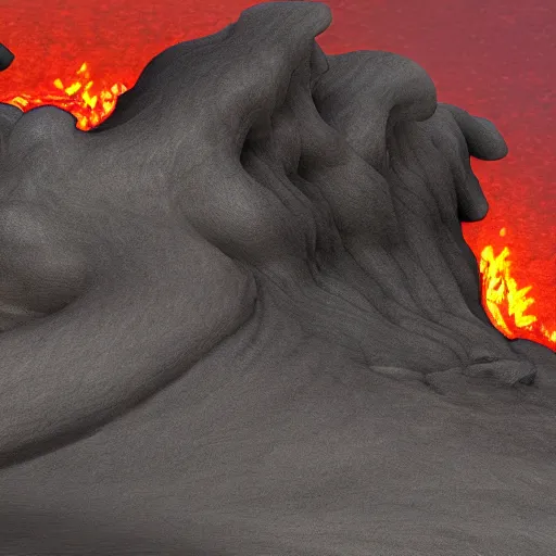 Prompt: lava monster climbing out of the center of a volcano, digital concept art, artstation