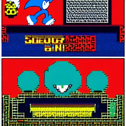 Prompt: sonic the hedgehog video game in the 1 9 7 0 s