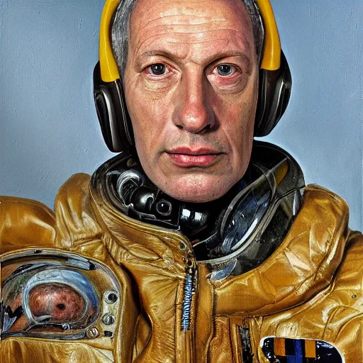 Image similar to high quality high detail painting by lucian freud, hd, portrait of scifi pilot