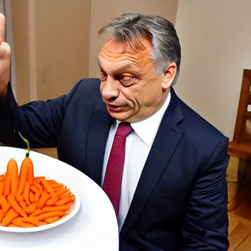 Image similar to viktor orban eating a carrot