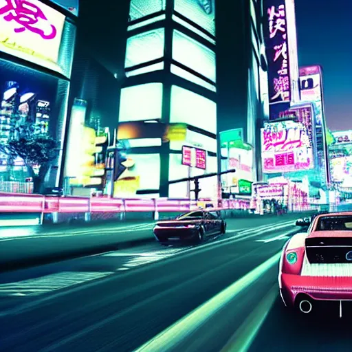 Prompt: vaporwave tokyo yakuza in suit driving in porche sports car driving at night city in background