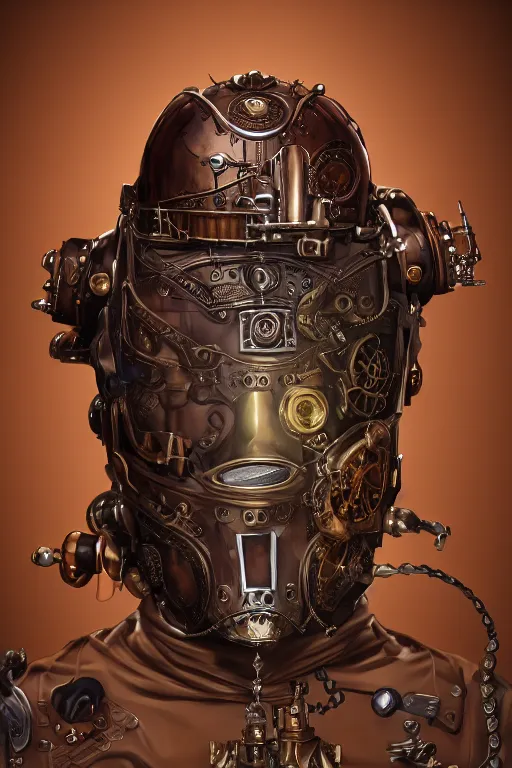 Image similar to steampunk helmet fantasy art mask robot ninja stylized digital illustration sharp focus, elegant intricate digital painting artstation concept art global illumination ray tracing advanced technology chaykin howard and campionpascale and cooke darwyn and davis jack