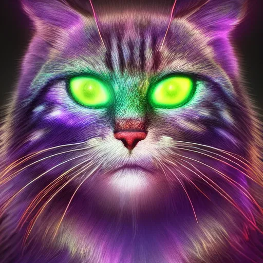 Prompt: Photorealistic magic crystalline cat. Hyperdetailed photorealism, 108 megapixels, amazing depth, glowing rich colors, powerful imagery, psychedelic Overtones, 3D finalrender, 3d shading, cinematic lighting, artstation concept art