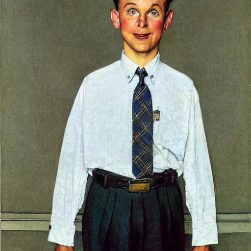 Image similar to sweater, shirt and tie, by norman rockwell