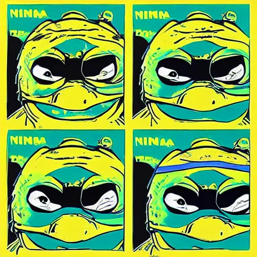 Prompt: ninja turtles in the style of andy warhol, pop art