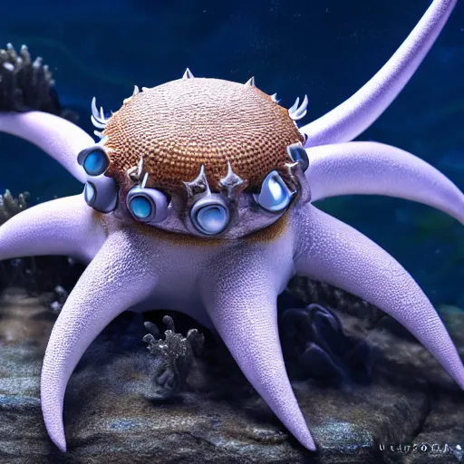 Image similar to photography of a realistic omastar animal, ultra detailed, 8 k, cinematic lighting, natural background, trending on artstation, pokemon