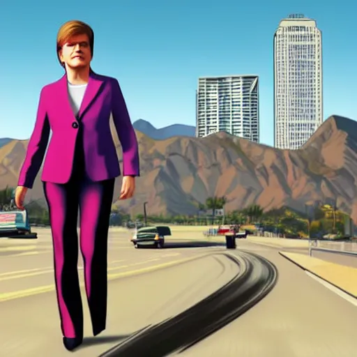 Prompt: nicola sturgeon in gta v artwork