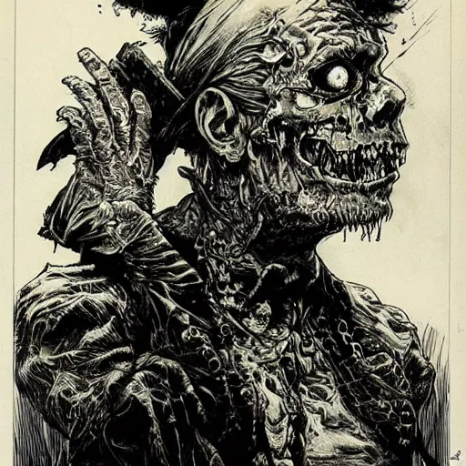 Image similar to zombie pirate by ed fairburn, joseph clement coll, franklin booth