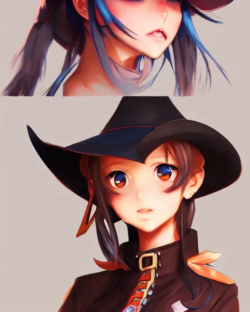 Image similar to character concept art of an anime cowgirl | | cute - fine - face, pretty face, realistic shaded perfect face, fine details by stanley artgerm lau, wlop, rossdraws, james jean, andrei riabovitchev, marc simonetti, and sakimichan, tranding on artstation