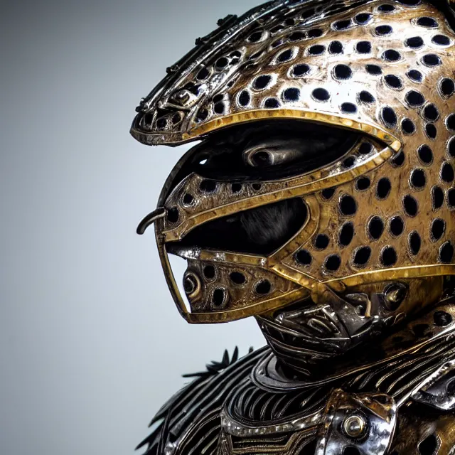 Prompt: full length photo of a jaguar man wearing armour, highly detailed, 4 k, hdr, smooth, sharp focus, high resolution, award - winning photo