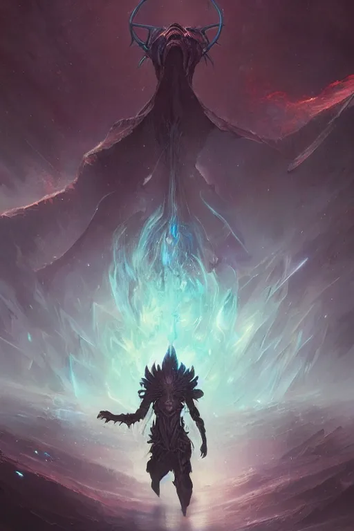 Image similar to eldritch god, cosmic, nightmare, outer space, aliens, digital art, magic the gathering, mtg, by greg rutkowski, trending on artstation