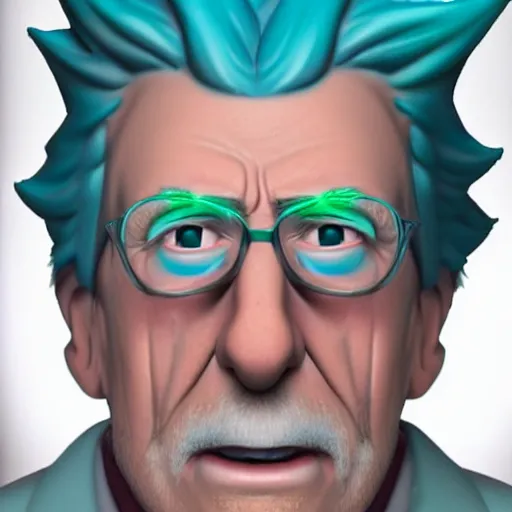 Prompt: photorealistic render of rick sanchez