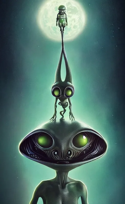 Prompt: cute, imaginative, alien poster art, movie art, alluring, by lucusfilm, weta studio, 8 k, denoised