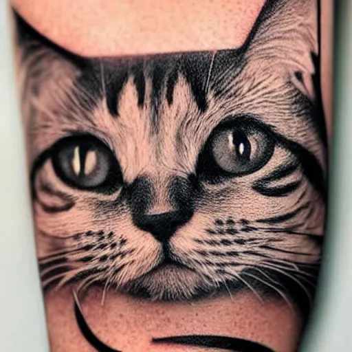 Prompt: a face tattoo of a cat