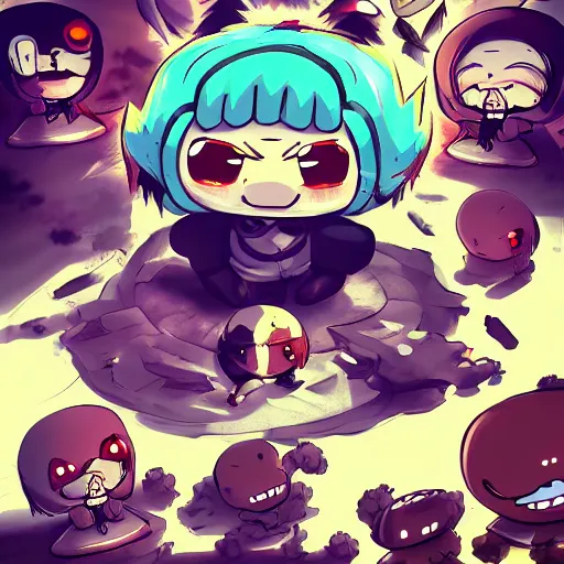 Image similar to Binding of Isaac characters as anime adaptation, digital art, trending on artstation