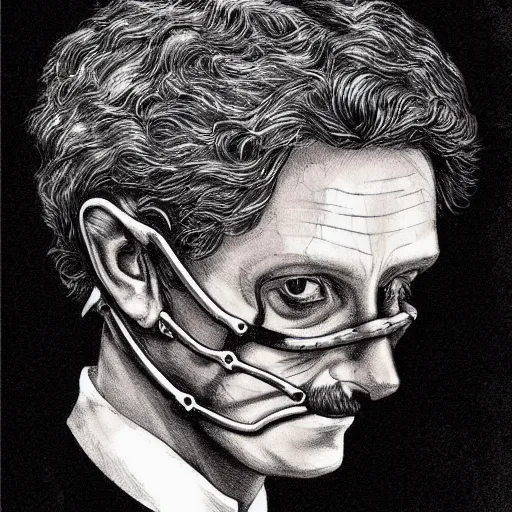 Image similar to ! dream hannibal lector, in the style of charles dulac. symmetry, smooth, sharp focus, semi - realism, intricate detail