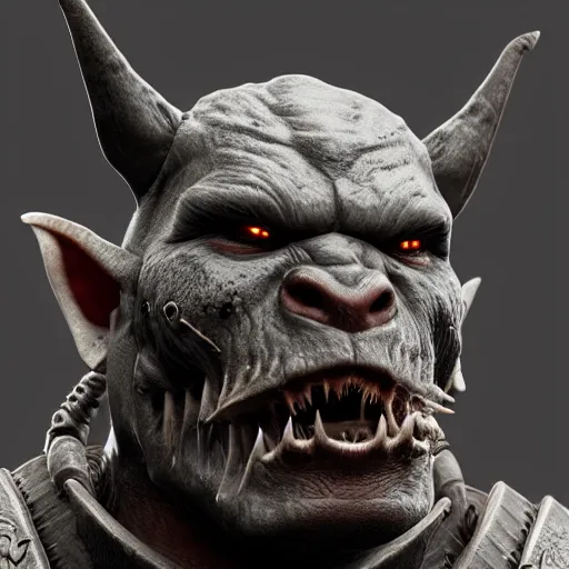 Prompt: A vicious orc wearing battle armor ready for war, highly detailed, photorealism, zbrush sculpt, substance painter, texturing XYZ, Subsurface scattering, cinematic lighting, Unreal engine 5, octane render, cinema4d, vray, redshift, keyshot, Arnold render