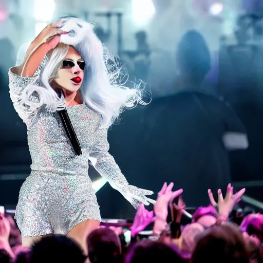 Image similar to Lady Gaga giving a concert, EOS 5D, ISO100, f/8, 1/125, 84mm, RAW Dual Pixel, Dolby Vision, HDR, AP, Featured