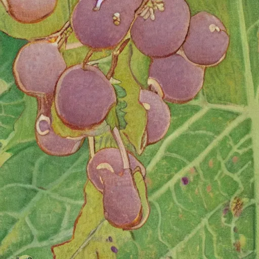 Prompt: grape snails by Maurice Denis, close-up, botanical illustration