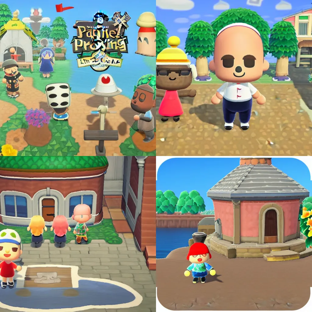 Prompt: Pope in animal crossing