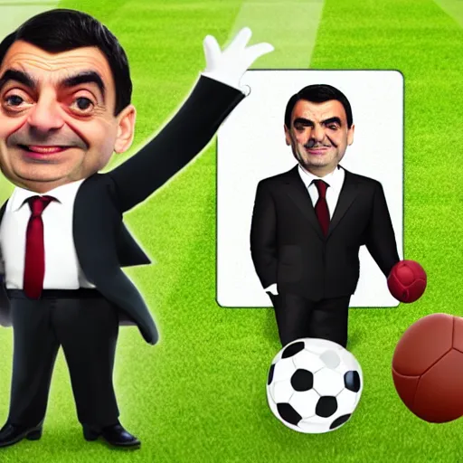 Image similar to Mr. Bean as a football manager