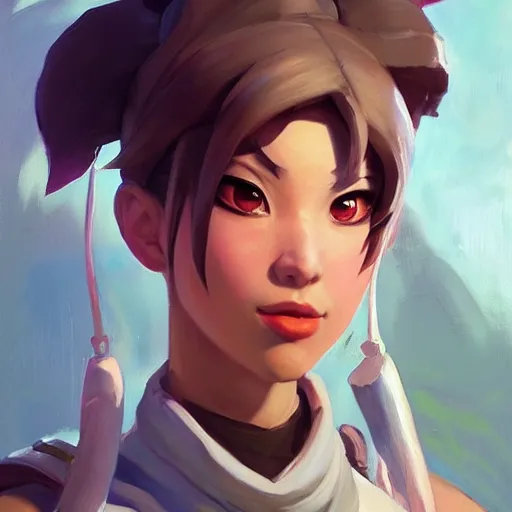 Image similar to greg manchess portrait painting of sakura from fortnite as overwatch character, medium shot, asymmetrical, profile picture, organic painting, sunny day, matte painting, bold shapes, hard edges, street art, trending on artstation, by huang guangjian, gil elvgren, ruan jia, greg rutkowski, gaston bussiere