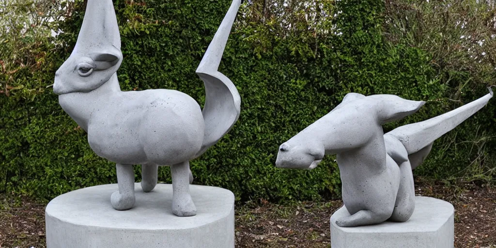 Image similar to art magazine photo, folk art garden sculptures, concrete sculpture of a capricorn, art by wouterina de raad!!!, art by james tellen, highly detailed, realistic anatomical proportions, amazing concrete sculpture, 4 k