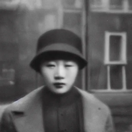 Image similar to 1920s photograph of Junkook from BTS, focus 35mm film look